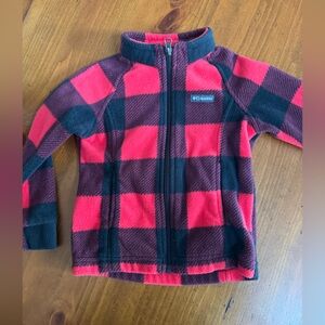 Columbia Red and Black Plaid Fleece Jacket 4T